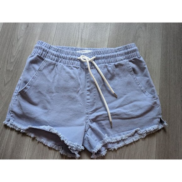 Celebrity Pink Light Blue Distressed Denim Shorts W/ Drawstring Waist & Pockets - Picture 1 of 5